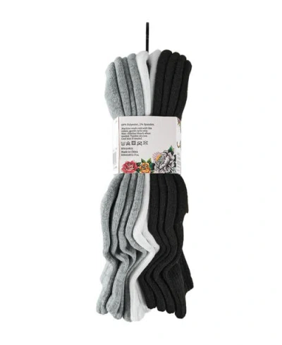 Ed Hardy Womens Heart Skull Embroidery Half Cushion Mid Crew Sock 5-pack In Multi