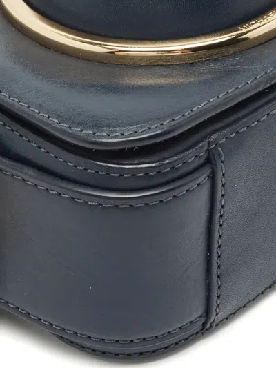 Pre-owned Michael Kors Scout Leather Flap Cross Body Bag In Blue