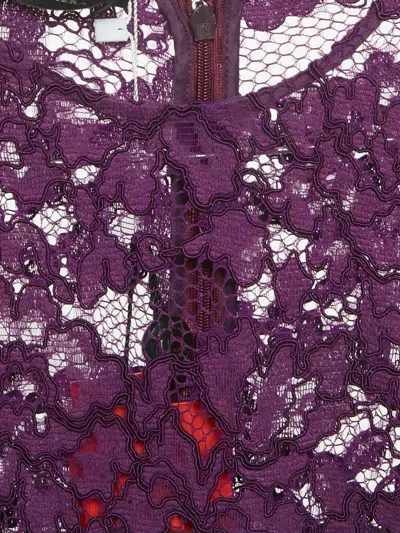 Pre-owned Carolina Herrera Vintage Lace Satin Dress In Purple