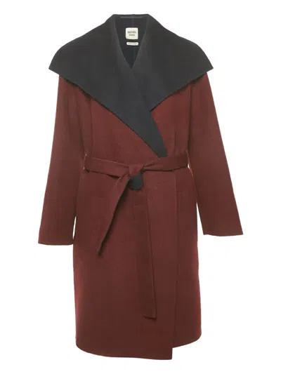 Pre-owned Hermes Cashmere Belted Coat In Red