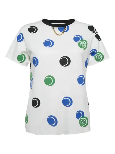 Pre-owned Louis Vuitton Tennis Ball-print T-shirt In White