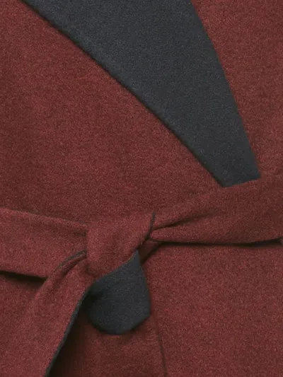Pre-owned Hermes Cashmere Belted Coat In Red