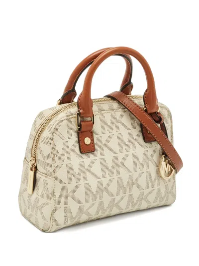 Pre-owned Michael Michael Kors Mini Jet Set Tote Bag In White