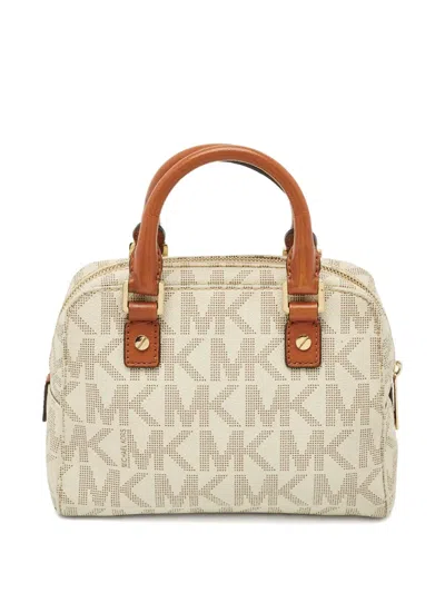 Pre-owned Michael Michael Kors Mini Jet Set Tote Bag In White