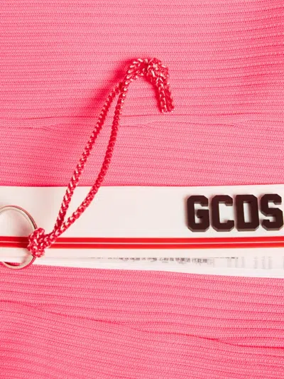 Pre-owned Gcds Ribbed Logo-band Shorts In Pink