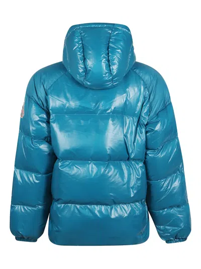 Pyrenex Hooded Down Jacket Sten With Elastic Cuffs In Blue