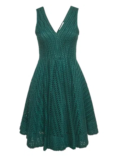 Pre-owned Sandro Crochet V-neck Dress In Green