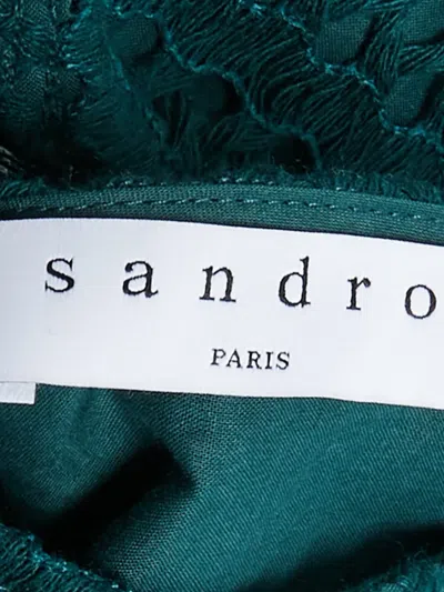 Pre-owned Sandro Crochet V-neck Dress In Green