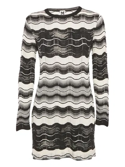Pre-owned Missoni Wave-knit Mini Dress In Black