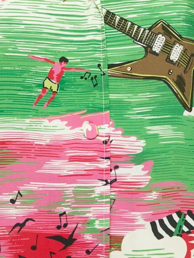 Pre-owned Gucci Guitar-print Short-sleeve Shirt In Green