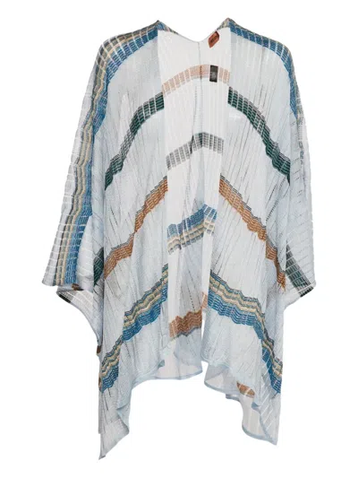 Pre-owned Missoni Lurex Striped Cardigan In Blue