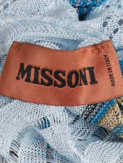Pre-owned Missoni Lurex Striped Cardigan In Blue