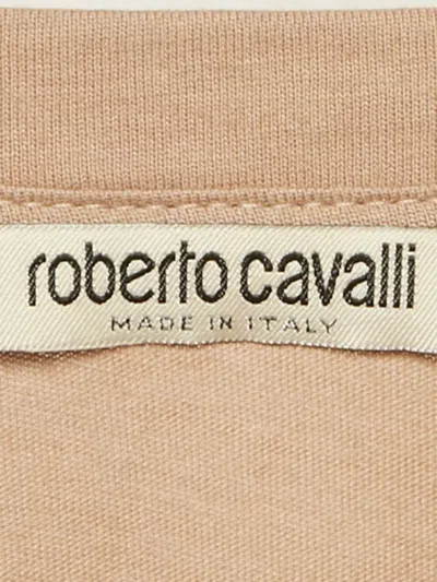 Pre-owned Roberto Cavalli Feather-trimmed Logo T-shirt In Neutral