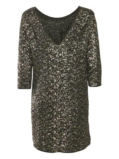 Pre-owned Zadig & Voltaire Sequin Three-quarter Sleeve Mini Dress In Black