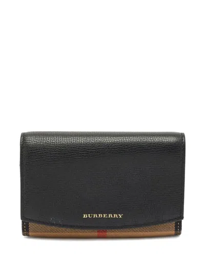 Pre-owned Burberry Wellington Leather Wallet In Black