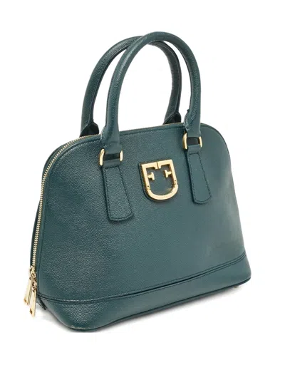 Pre-owned Furla Dome-logo Top-handle Tote Bag In Green