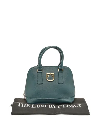 Pre-owned Furla Dome-logo Top-handle Tote Bag In Green