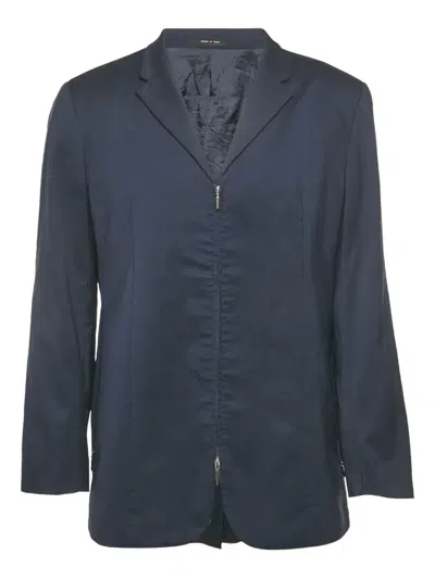 Pre-owned Emporio Armani Zip-up Wool Blazer In Blue