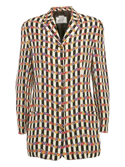 Pre-owned Versace Silk Single-breasted Blazer In Neutral