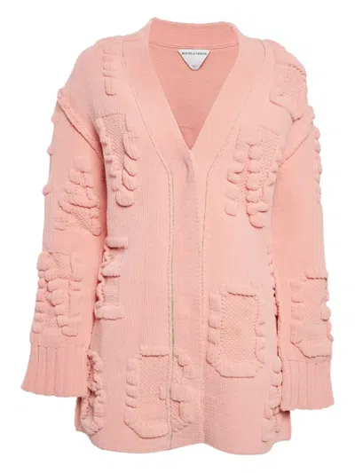 Pre-owned Bottega Veneta Textured Cardigan In Pink