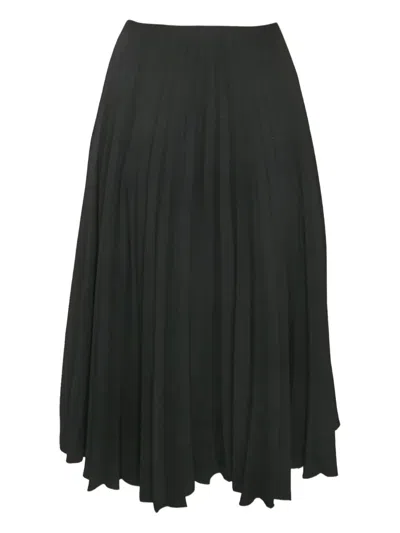 Pre-owned Valentino Pleated Midi Skirt In Black