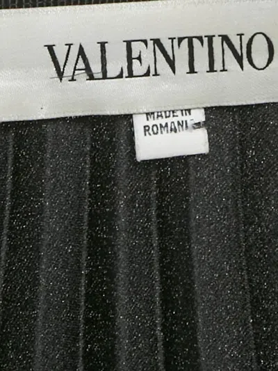 Pre-owned Valentino Pleated Midi Skirt In Black