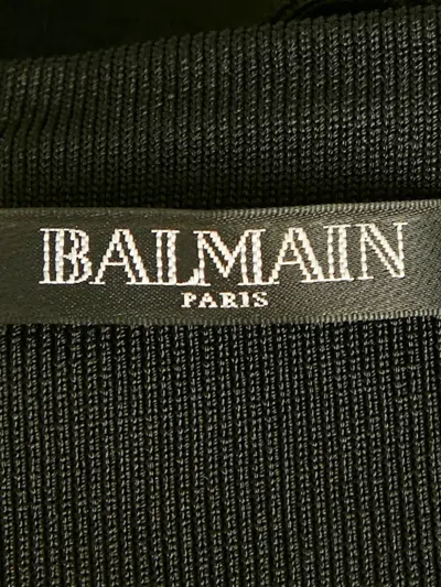 Pre-owned Balmain Ribbed-knit Mini Dress In Black