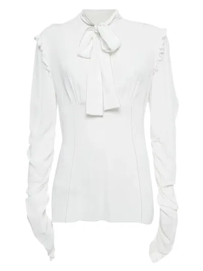 Pre-owned Dolce & Gabbana Bow-fastening Ruffled Top In White