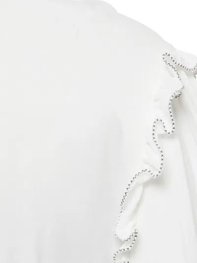 Pre-owned Dolce & Gabbana Bow-fastening Ruffled Top In White