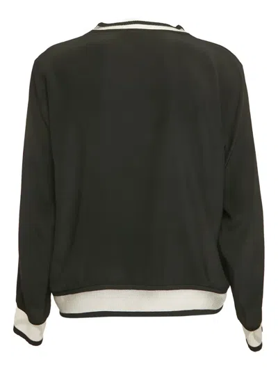 Pre-owned Fendi Embellished Silk Sweater In Black