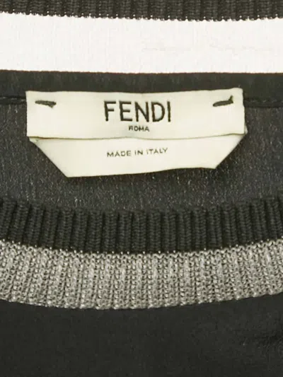 Pre-owned Fendi Embellished Silk Sweater In Black