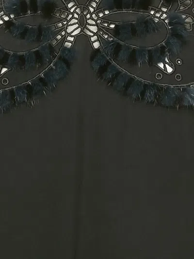 Pre-owned Fendi Embellished Silk Sweater In Black