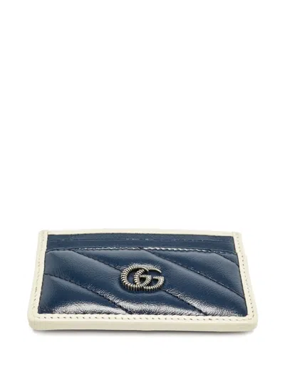 Pre-owned Gucci Gg Marmont Card Holder In Blue