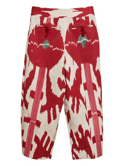 Pre-owned Emporio Armani Ikat-print Trousers In Red