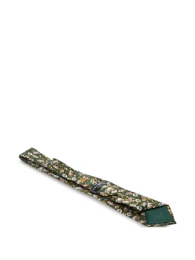 Pre-owned Celine Printed Silk Tie In Green