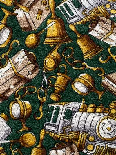 Pre-owned Celine Printed Silk Tie In Green