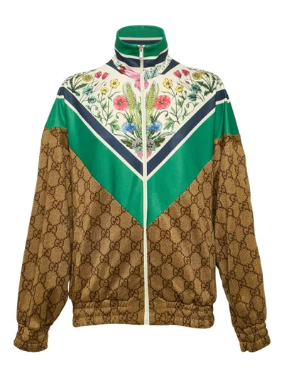 Pre-owned Gucci Floral Gg Track Jacket In Brown