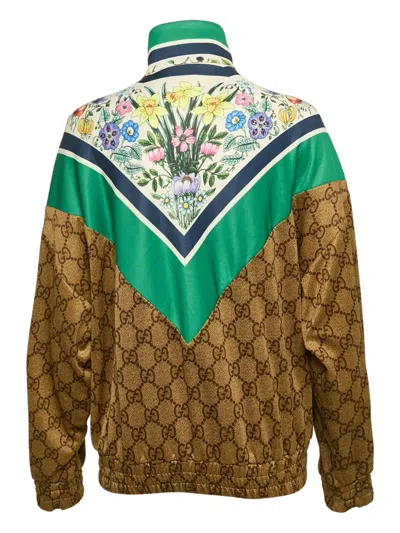 Pre-owned Gucci Floral Gg Track Jacket In Brown