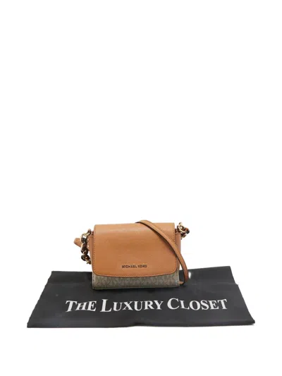 Pre-owned Michael Kors Monogram Crossbody Bag In Brown