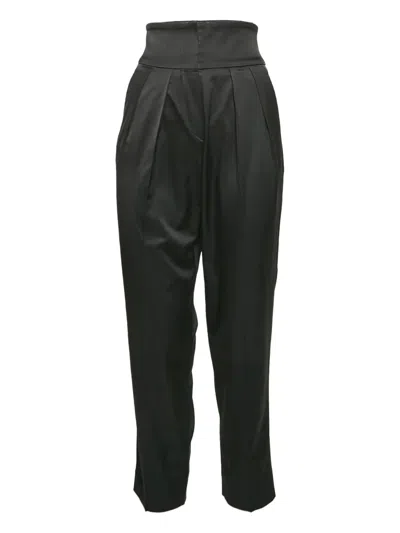 Pre-owned Emporio Armani Satin Pleated Trousers In Black
