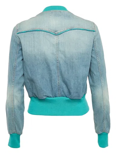 Pre-owned D&g Vintage Crystal-embellished Denim Jacket In Blue