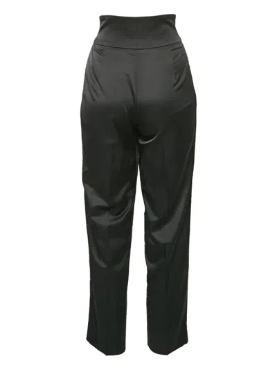 Pre-owned Emporio Armani Satin Pleated Trousers In Black