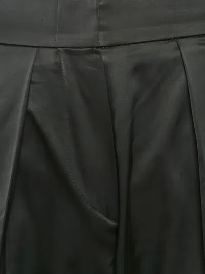 Pre-owned Emporio Armani Satin Pleated Trousers In Black