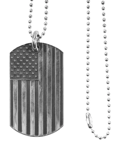 Chrome Hearts X Richard Stark American Flag Tag Necklace In Metallic