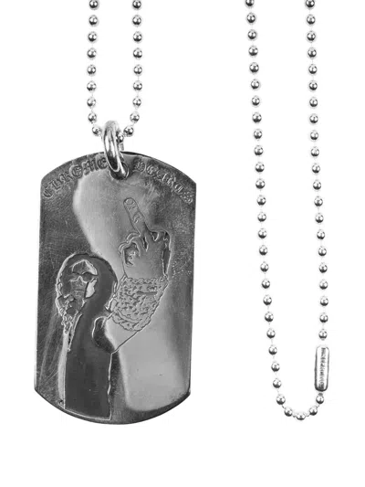 Chrome Hearts X Richard Stark American Flag Tag Necklace In Metallic