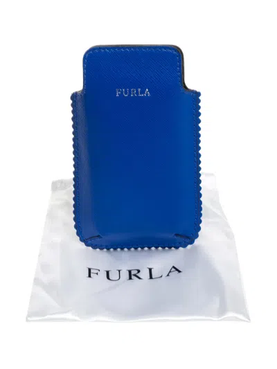 Pre-owned Furla Scallop-trim Phone Case In Blue