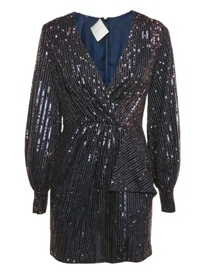 Pre-owned Ingie Paris Sequinned V-neck Mini Dress In Blue