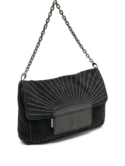 Pre-owned Jimmy Choo Stud-embellished Chain Shoulder Bag In Black