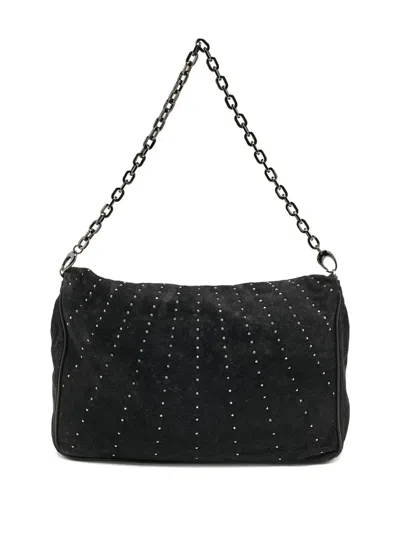 Pre-owned Jimmy Choo Stud-embellished Chain Shoulder Bag In Black