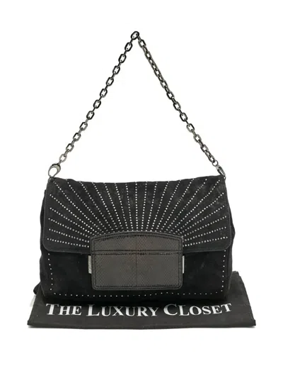Pre-owned Jimmy Choo Stud-embellished Chain Shoulder Bag In Black